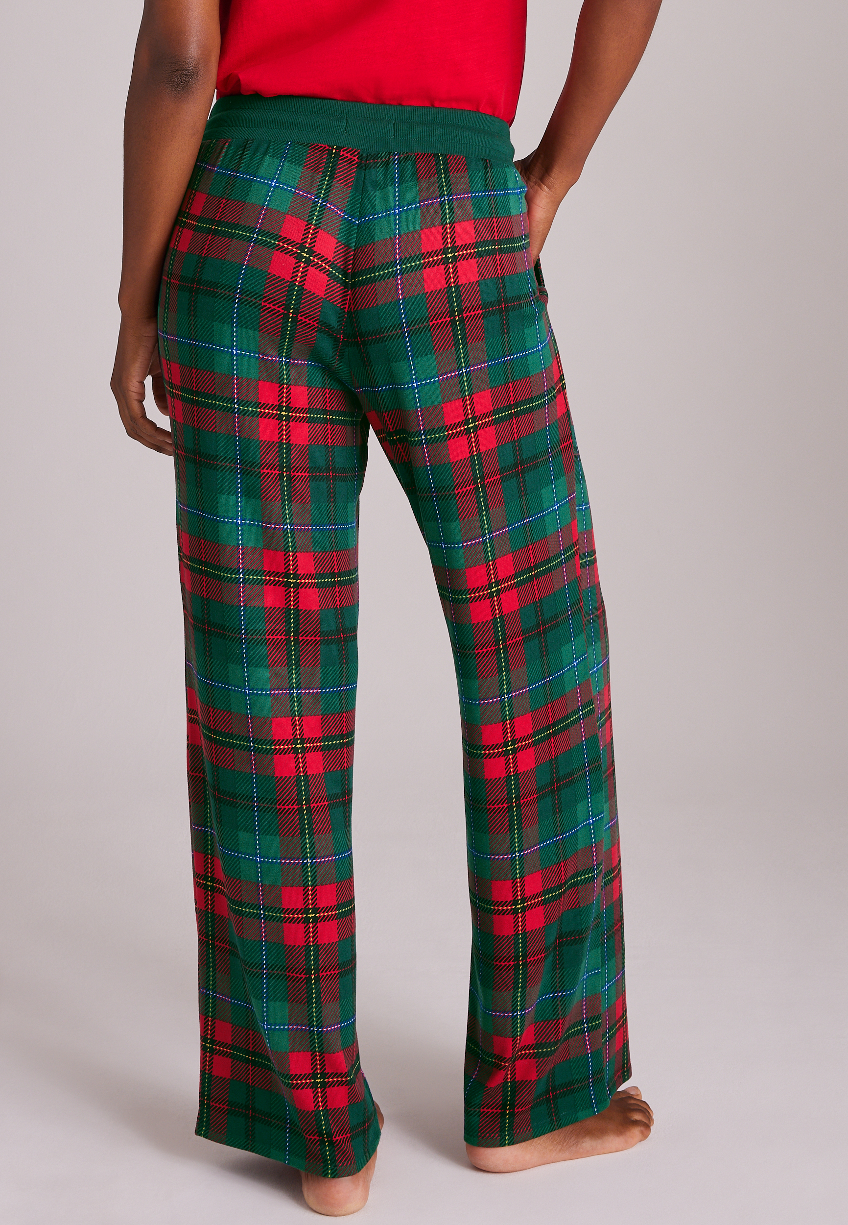 Holiday Plaid Hacci Wide Leg Pajama Pants, C5273, large