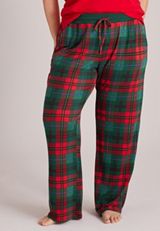 Plus Size Holiday Plaid Hacci Wide Leg Pajama Pants, C5273, small