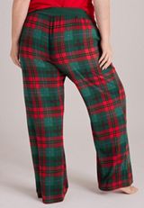 Plus Size Holiday Plaid Hacci Wide Leg Pajama Pants, C5273, small