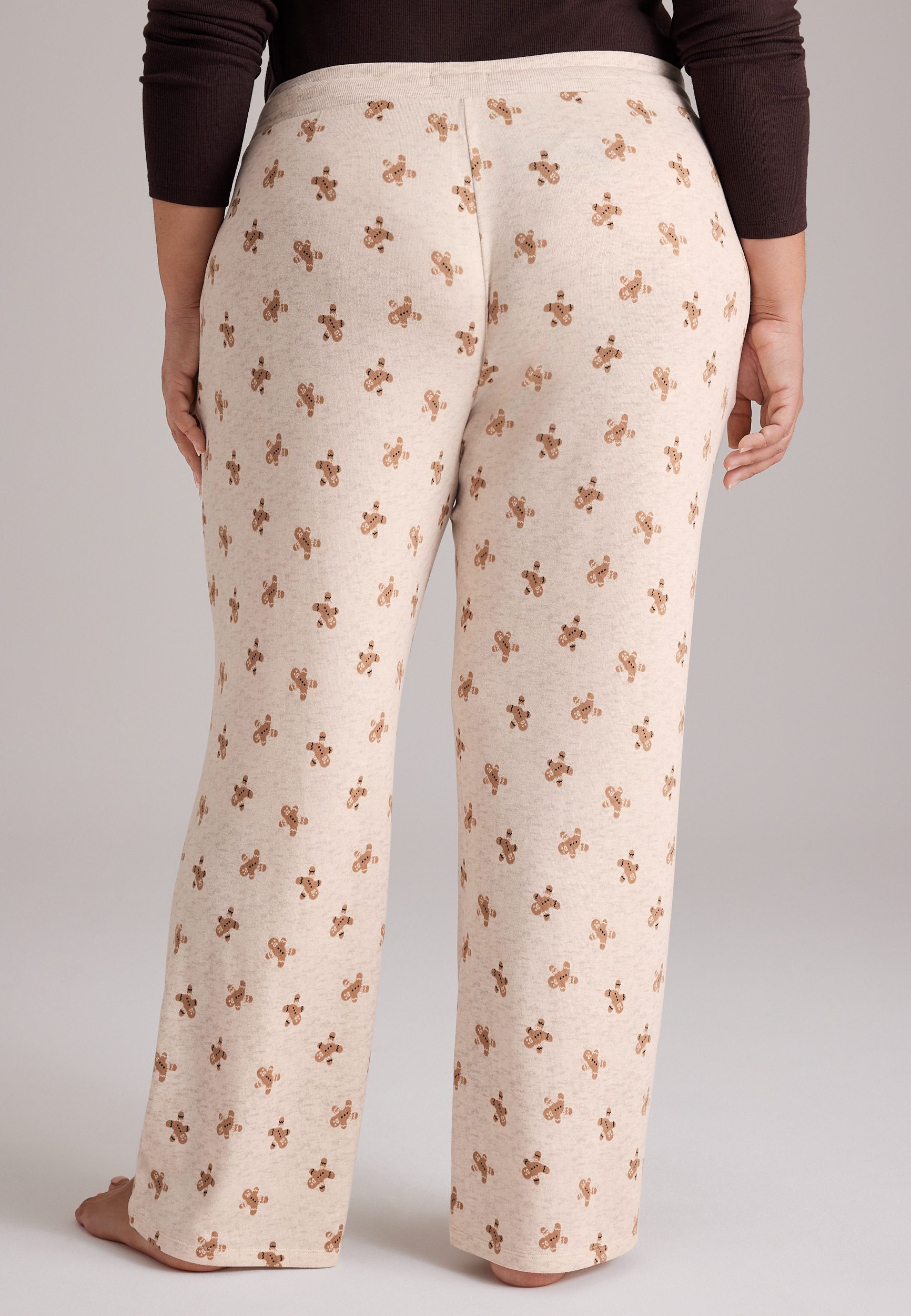 Plus Size Gingerbread Hacci Wide Leg Pajama Pants, C5249, large