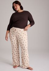 Plus Size Gingerbread Hacci Wide Leg Pajama Pants, C5249, small