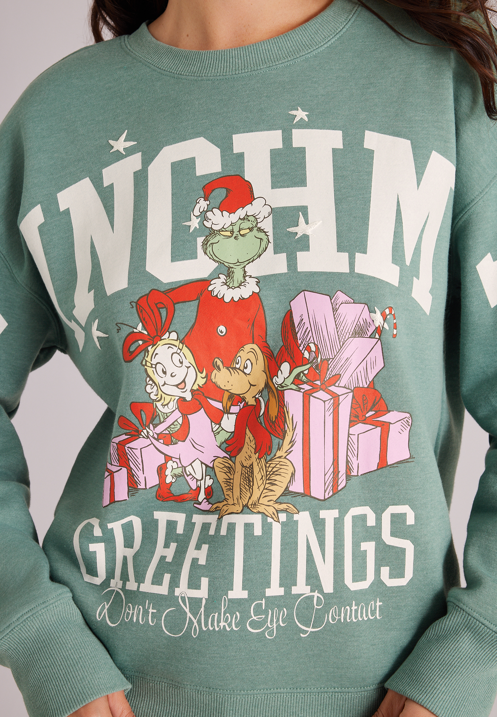 Grinchmas Greetings Graphic Sweatshirt, C4397, large