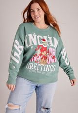 Plus Size Grinchmas Greetings Graphic Sweatshirt, C4397, small