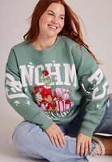 Plus Size Grinchmas Greetings Graphic Sweatshirt, C4397, small