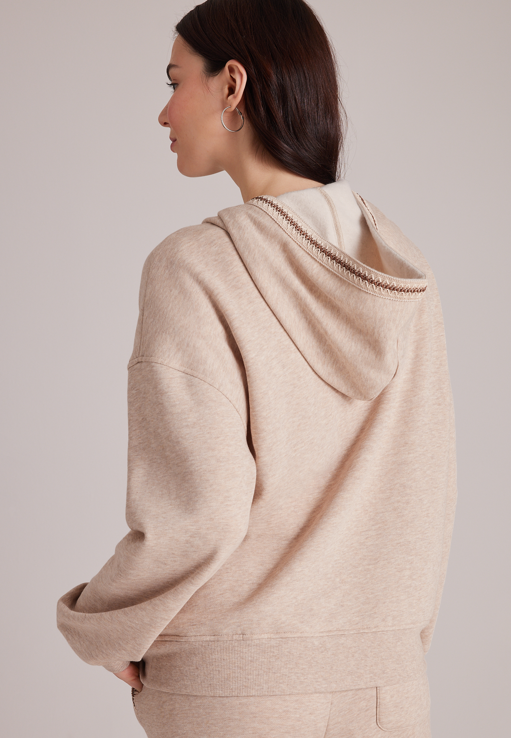 Whipstitch Trim Hoodie, C2445, large