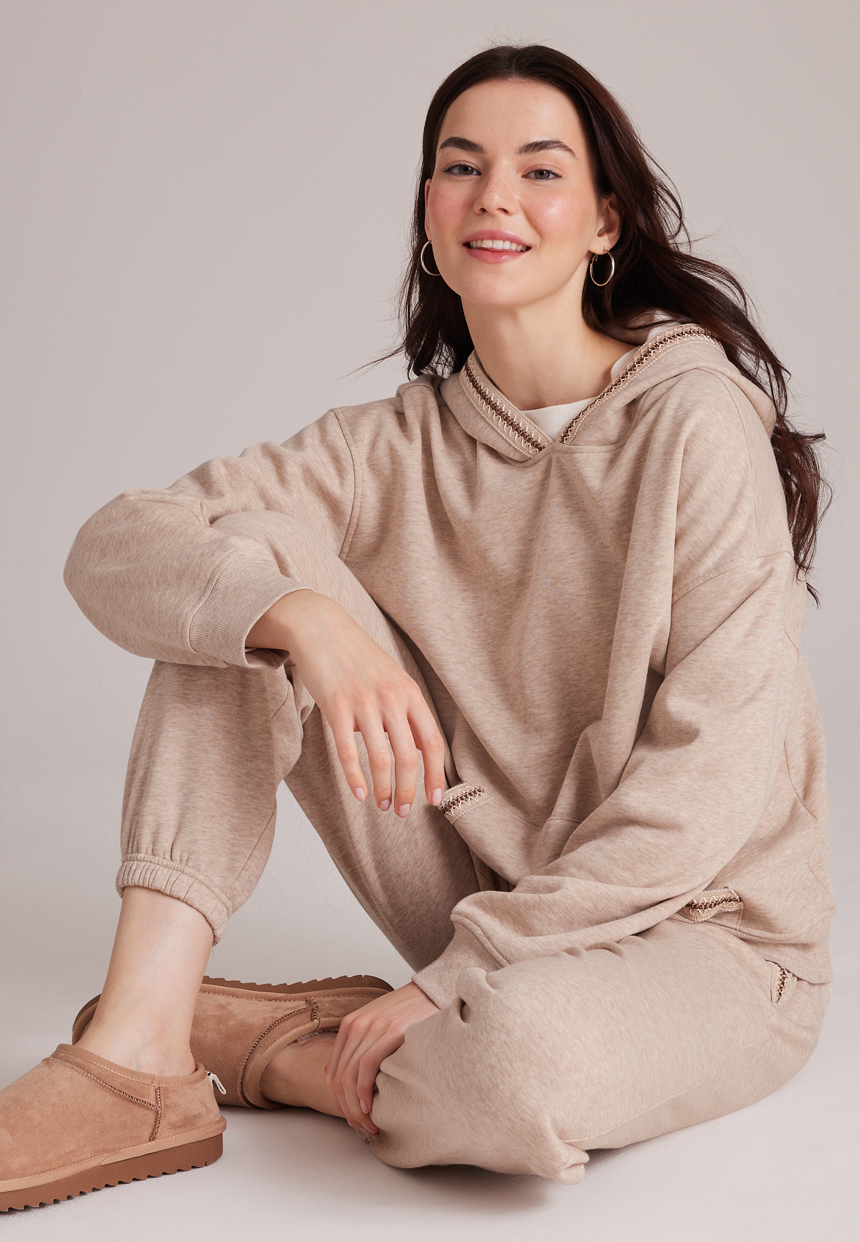 Whipstitch Trim Hoodie, C2445, large