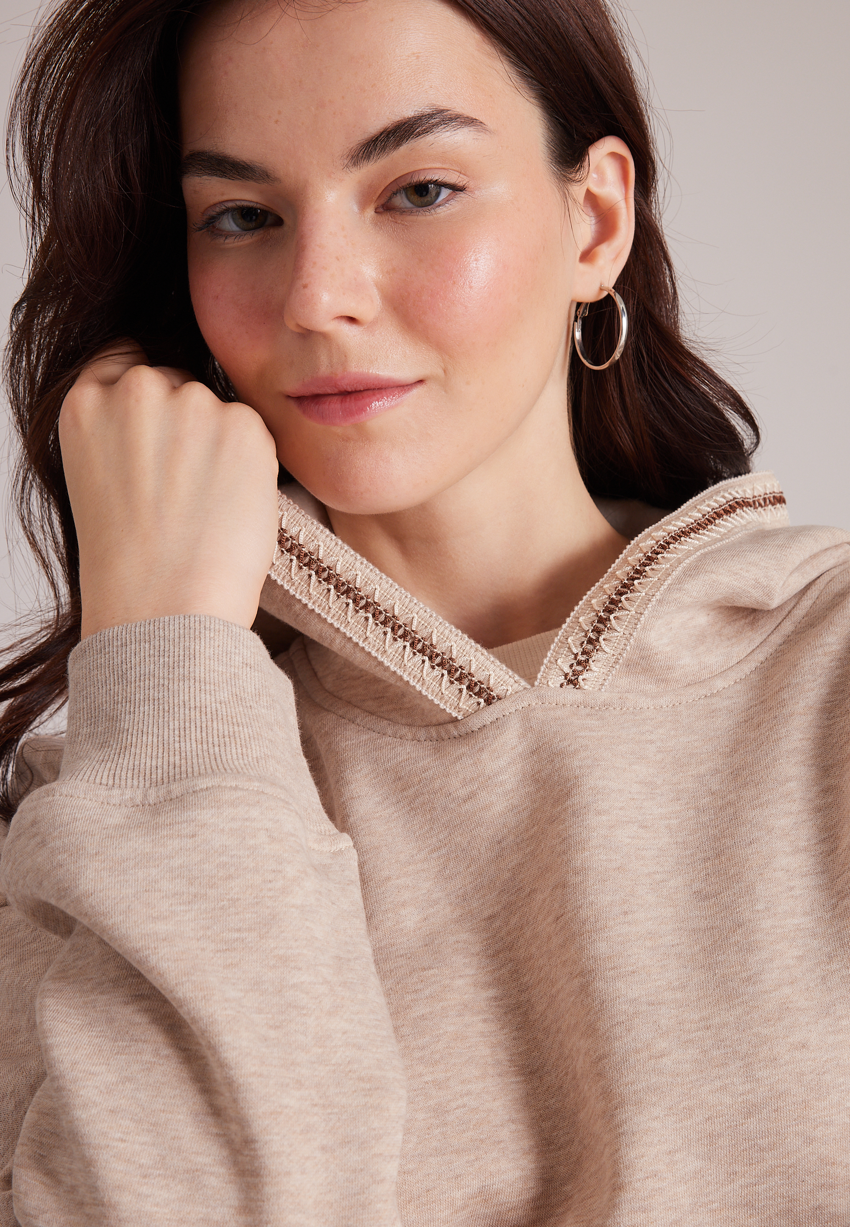 Whipstitch Trim Hoodie, C2445, large