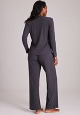 Cozy Henley Long Sleeve Top And Wide Leg Pajama Pants, C6125, small