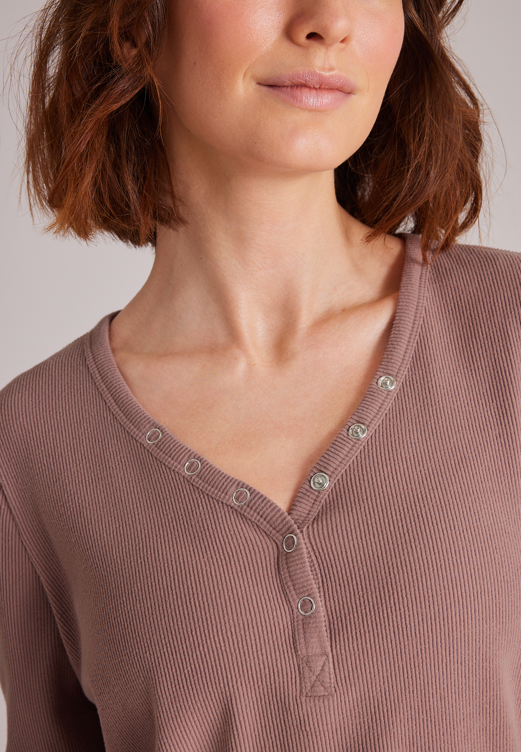 Cozy Henley Long Sleeve Top And Wide Leg Pajama Pants, C9247, large