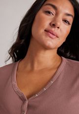 Plus Size Cozy Henley Long Sleeve Top And Wide Leg Pajama Pants, C9247, small