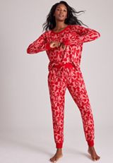 Bow Print Hacci Jogger Pajama Set, C5679, small
