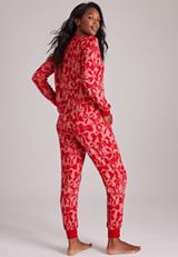 Bow Print Hacci Jogger Pajama Set, C5679, small