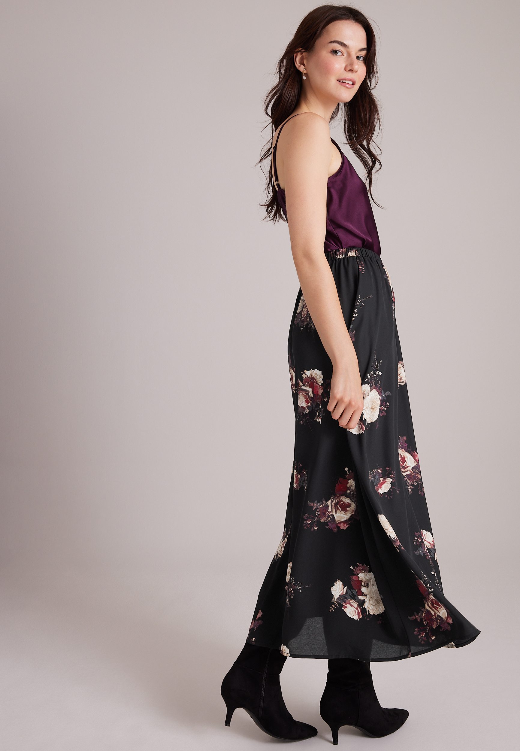 Floral High Rise Maxi Skirt, C1756, large