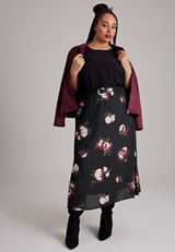 Plus Size Floral High Rise Maxi Skirt, C1756, small