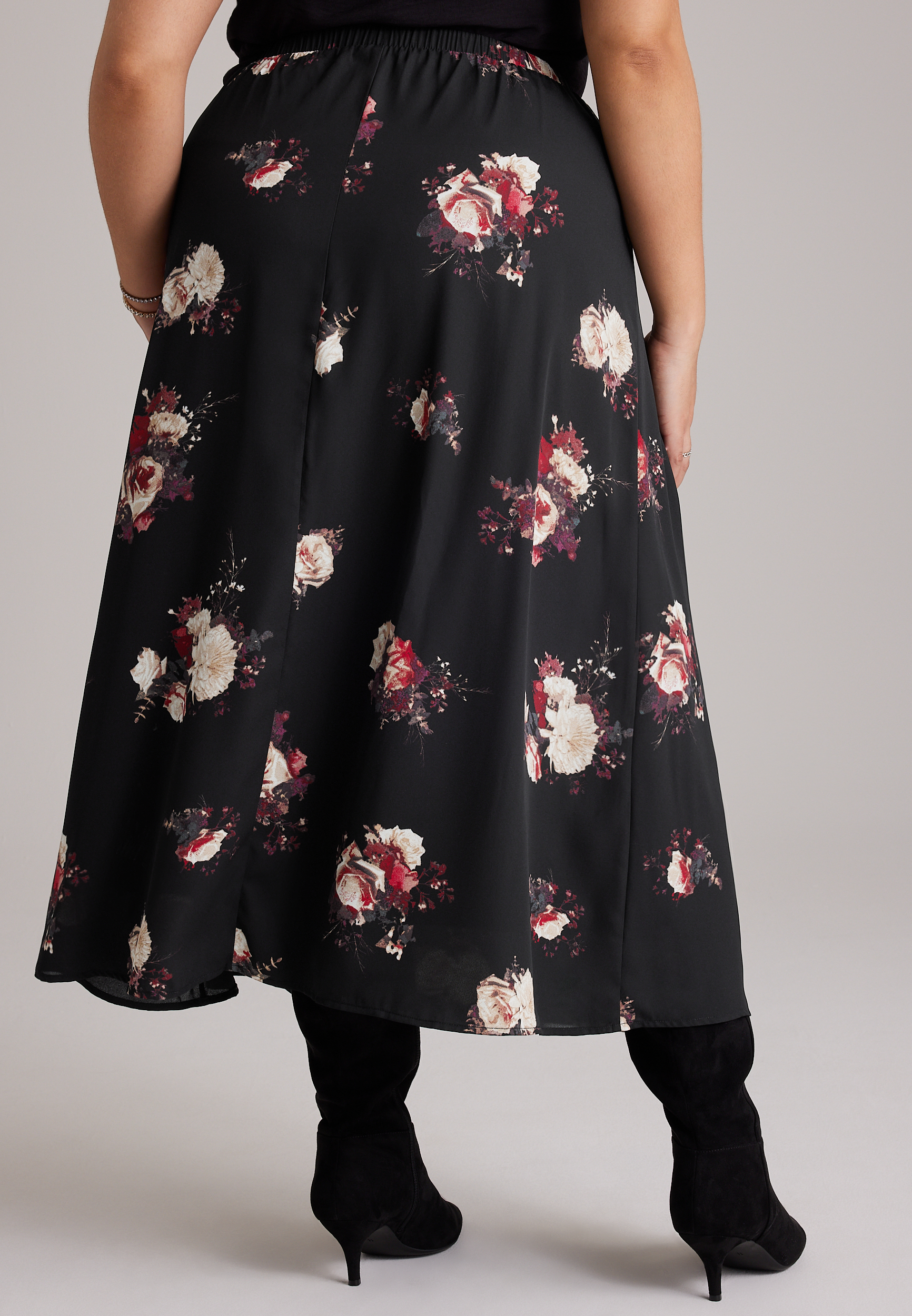 Plus Size Floral High Rise Maxi Skirt, C1756, large