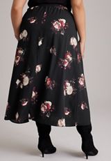 Plus Size Floral High Rise Maxi Skirt, C1756, small