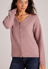 Brushed Textured V-Neck Button-Front Cardigan, C1395, small