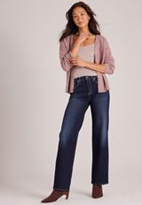Brushed Textured V-Neck Button-Front Cardigan, C1395, small