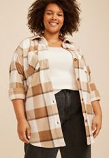 Plus Size Wilder Plaid Fleece Shacket, C1265, small