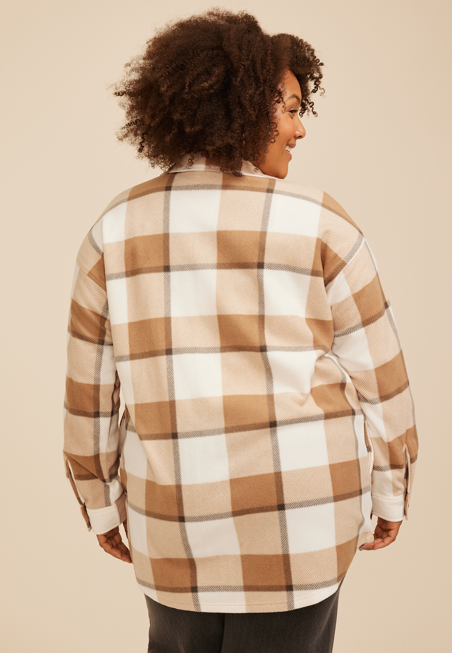 Plus Size Wilder Plaid Fleece Shacket, C1265, large