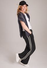 Cloud Scuba Knit Track Stripe Wide Leg Pants, C106, small