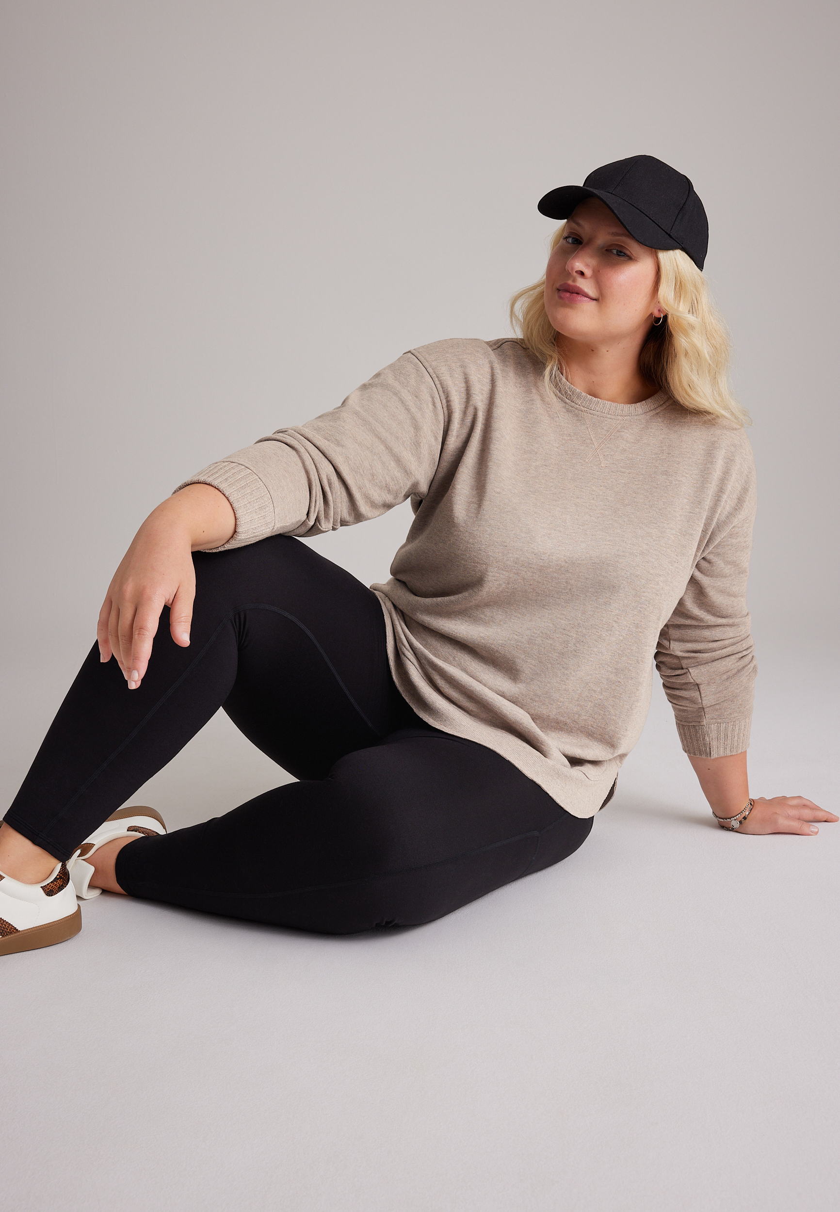 Plus Size Willowsoft Crew Neck Sweatshirt Tunic, C1923, large