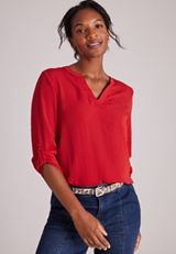 Atwood 3/4 Sleeve Notch Neck Blouse, C5006, small