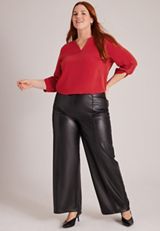 Plus Size Delton Textured Short Sleeve Zip Back Blouse, C5006, small