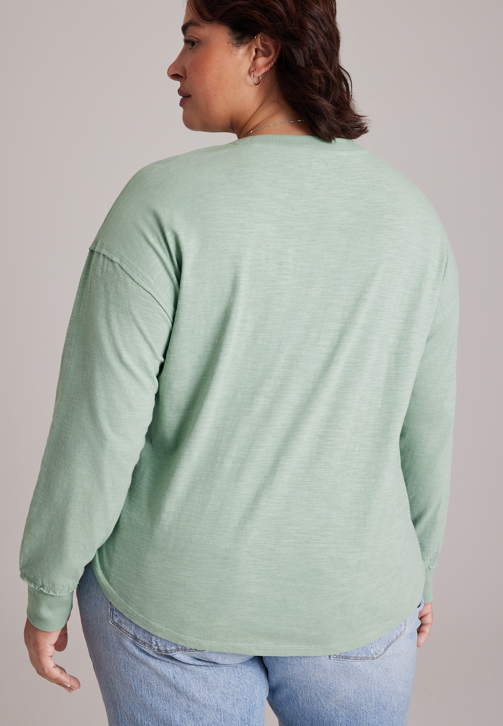 Plus Size 24/7 Cotton Relaxed Long Sleeve Tee, C5784, large