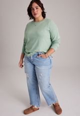 Plus Size 24/7 Cotton Relaxed Long Sleeve Tee, C5784, small