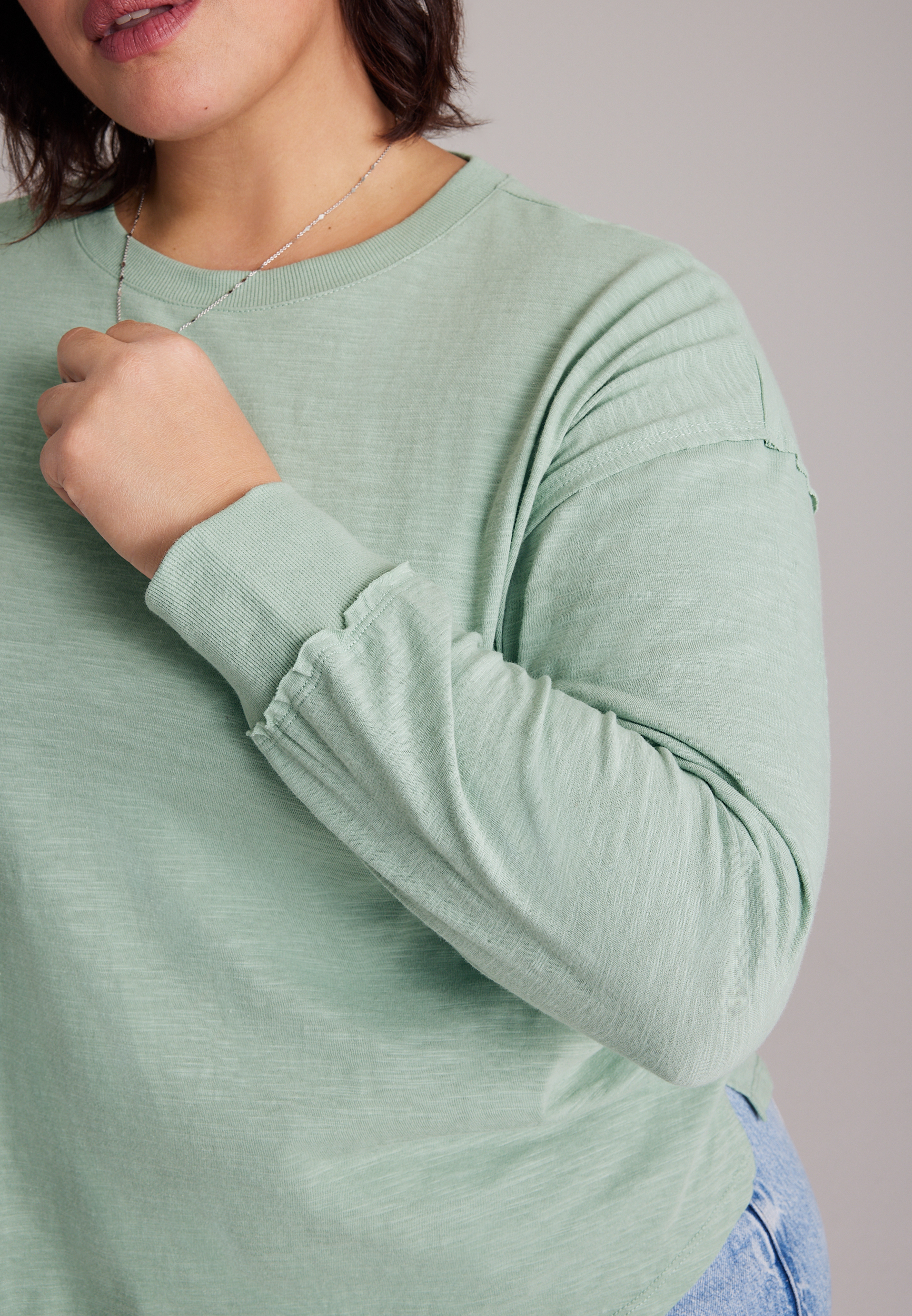 Plus Size 24/7 Cotton Relaxed Long Sleeve Tee, C5784, large