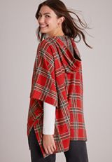 Plaid Hooded Blanket Kimono, C5679, small