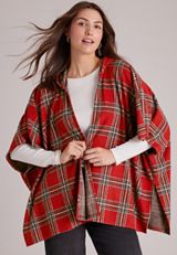 Plaid Hooded Blanket Kimono, C5679, small