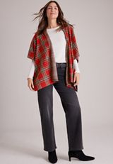 Plaid Hooded Blanket Kimono, C5679, small