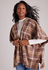 Plaid Hooded Blanket Kimono, C9248, small