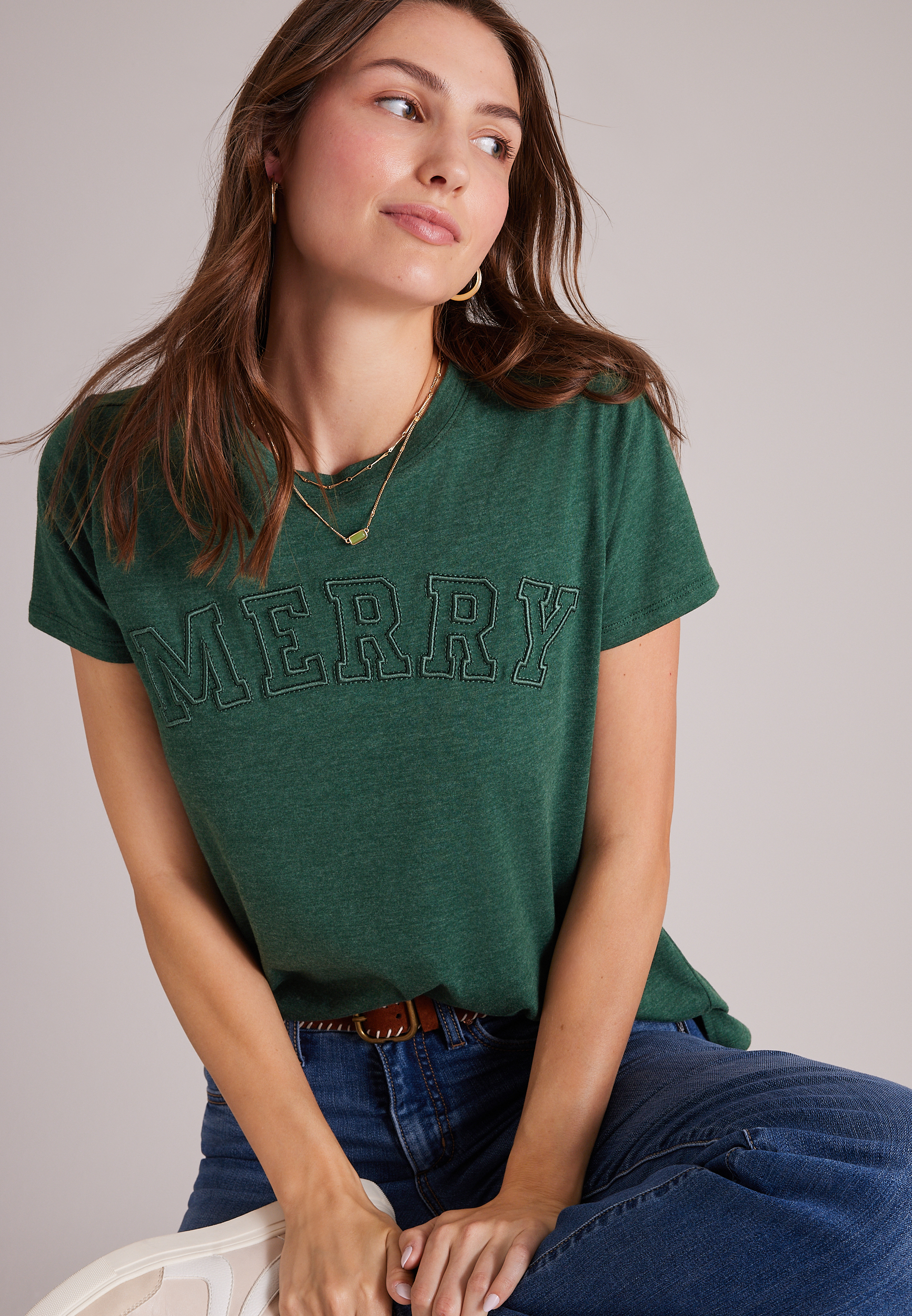 Classic Fit Merry Graphic Tee, C7147, large