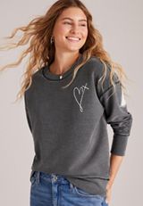Blessed Heart And Back Graphic Sweatshirt, C2688, small