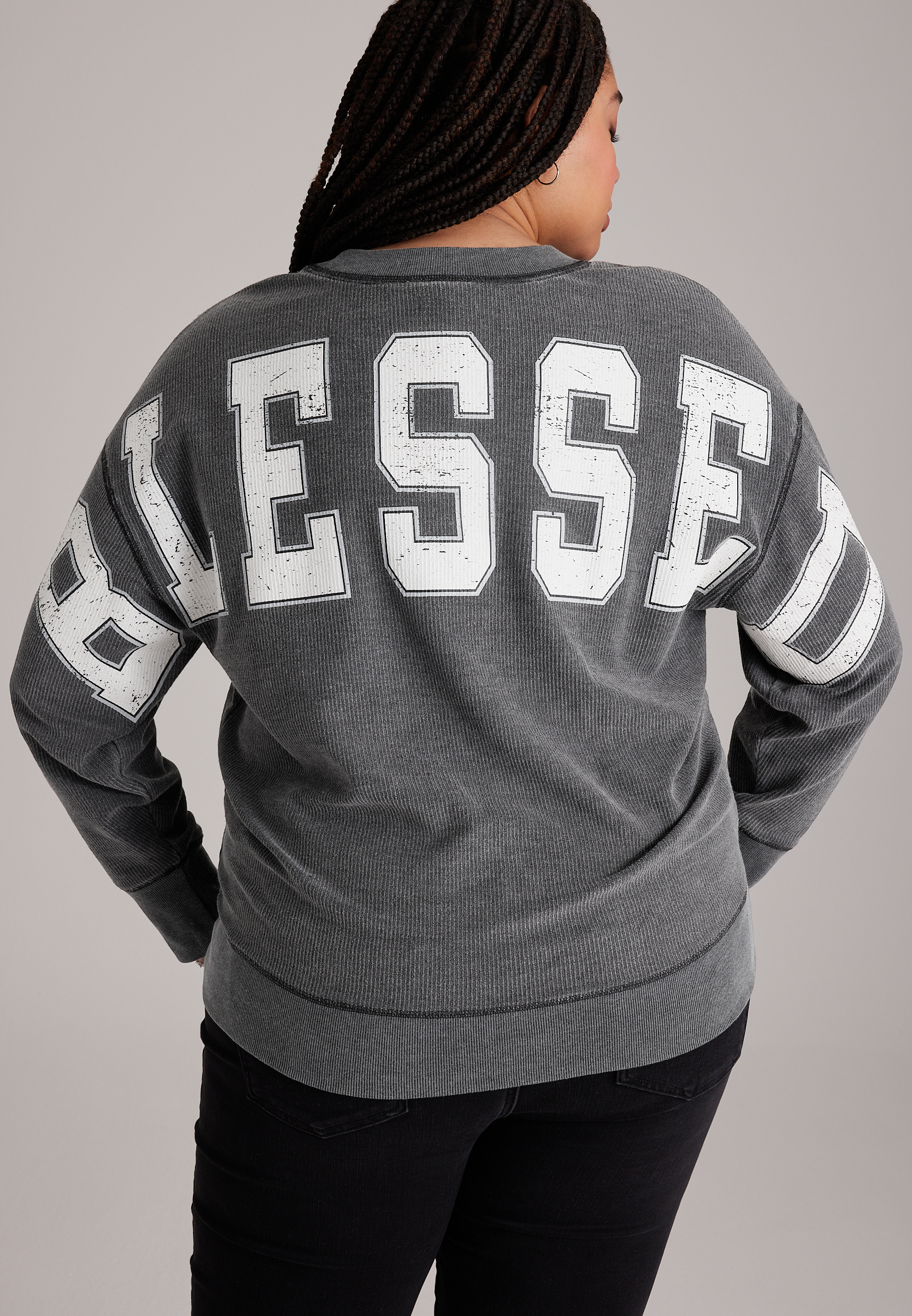 Plus Size Blessed Heart And Back Graphic Sweatshirt, C2688, large