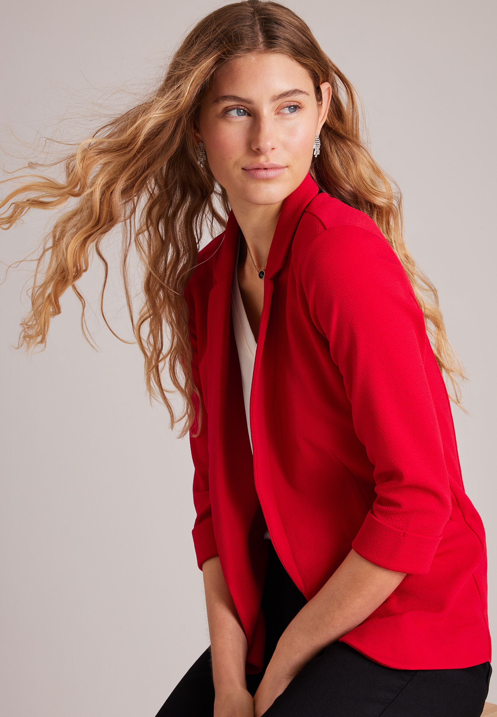 Versa 3/4 Sleeve Open Front Blazer, C1631, large