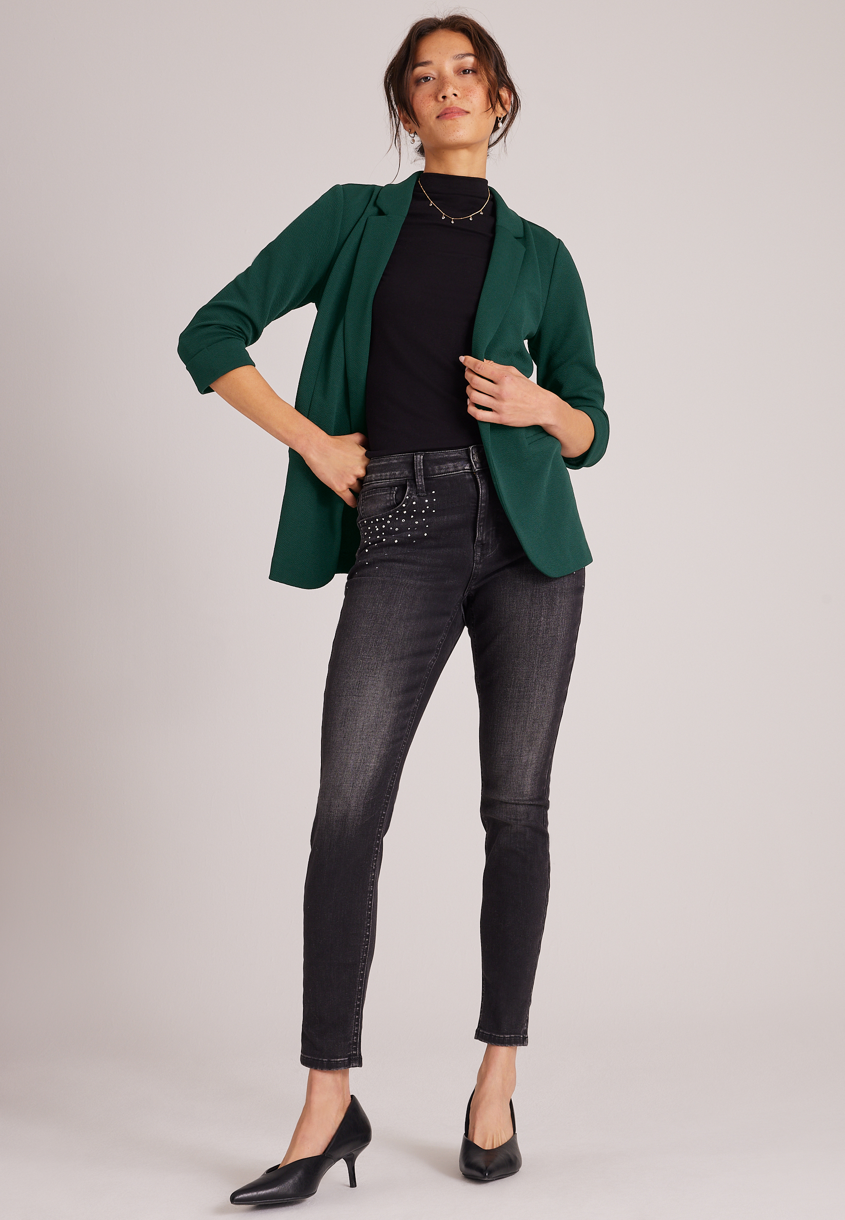 Versa 3/4 Sleeve Open Front Blazer, C7147, large