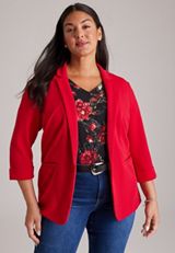 Plus Size Versa 3/4 Sleeve Open Front Blazer, C1631, small