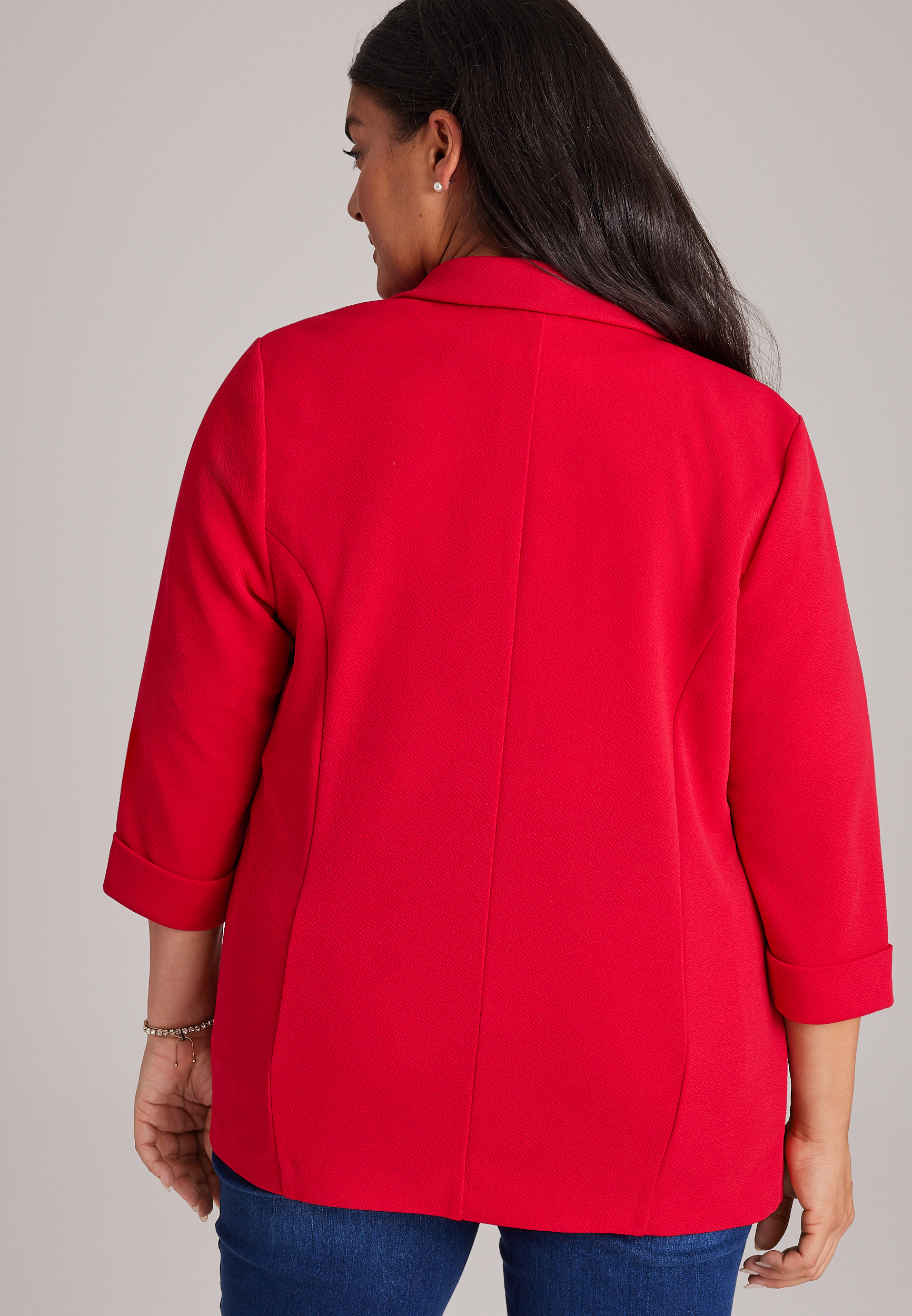 Plus Size Versa 3/4 Sleeve Open Front Blazer, C1631, large