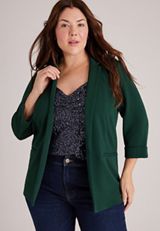 Plus Size Versa 3/4 Sleeve Open Front Blazer, C7147, small