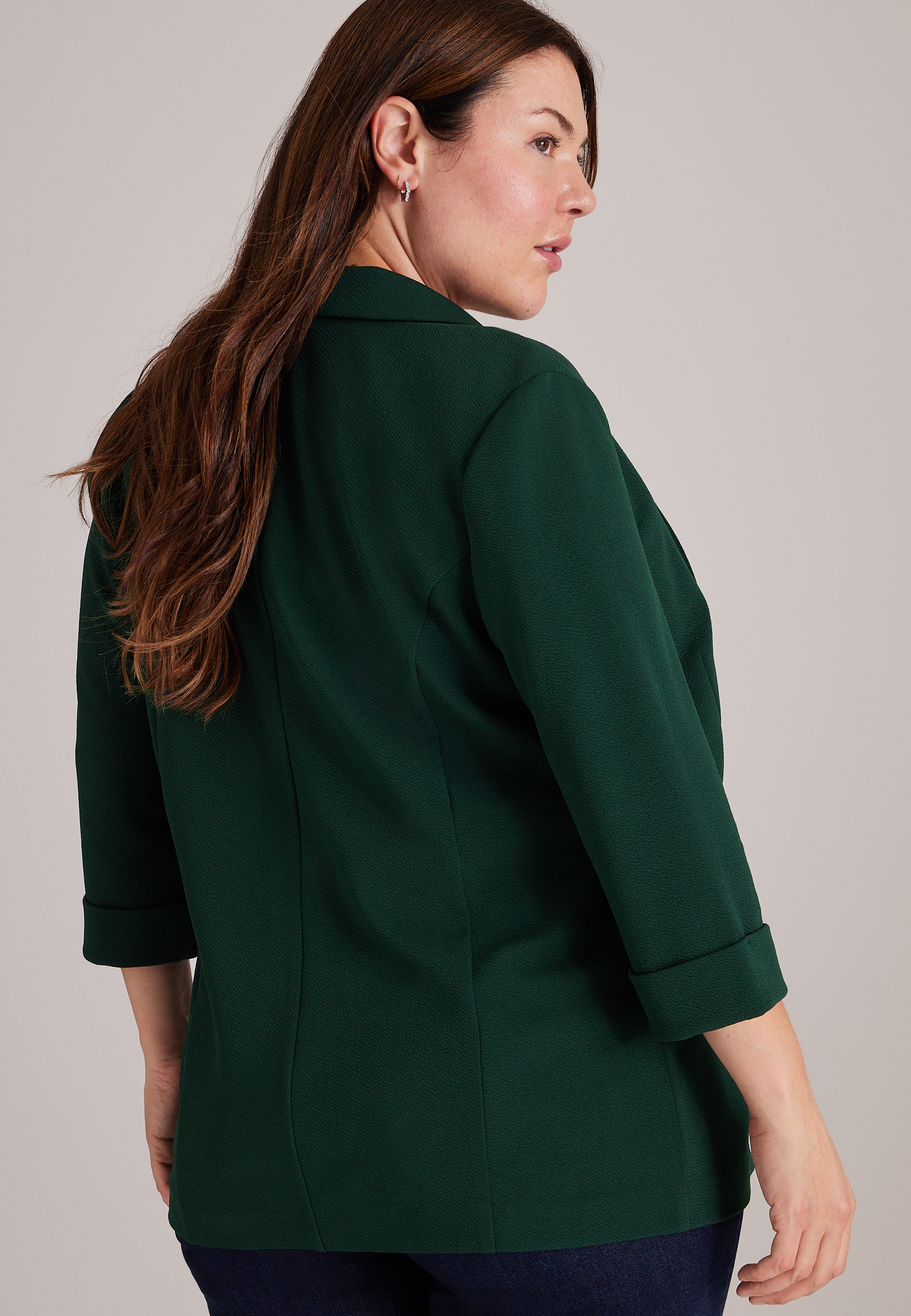 Plus Size Versa 3/4 Sleeve Open Front Blazer, C7147, large