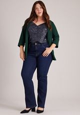 Plus Size Versa 3/4 Sleeve Open Front Blazer, C7147, small