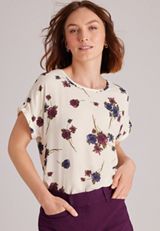 Delton Zipper Back Floral Blouse, C1524, small