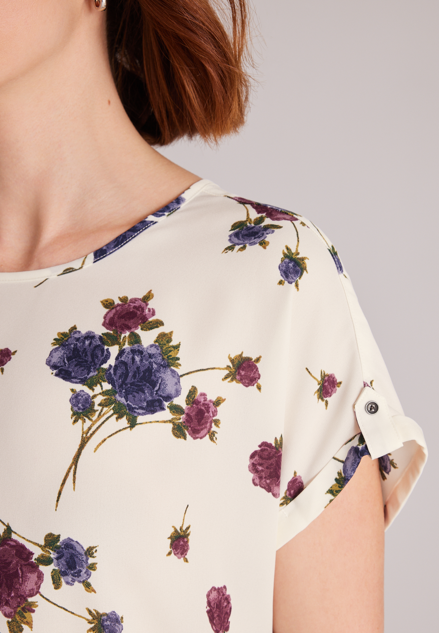 Delton Zipper Back Floral Blouse, C1524, large