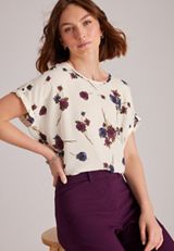 Delton Zipper Back Floral Blouse, C1524, small