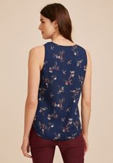 Floral Lace Trim V Neck Tank Top, C54, small