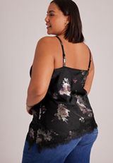 Plus Size Studio Y Floral Lace Satin Tank Top, C1756, small